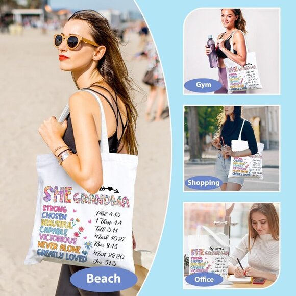 Brand New Canvas Tote Bag 13x16 Grandma Cotton Reusable Gift - Picture 6 of 6
